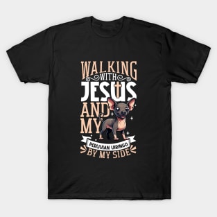 Jesus and dog - Peruvian Hairless Dog T-Shirt